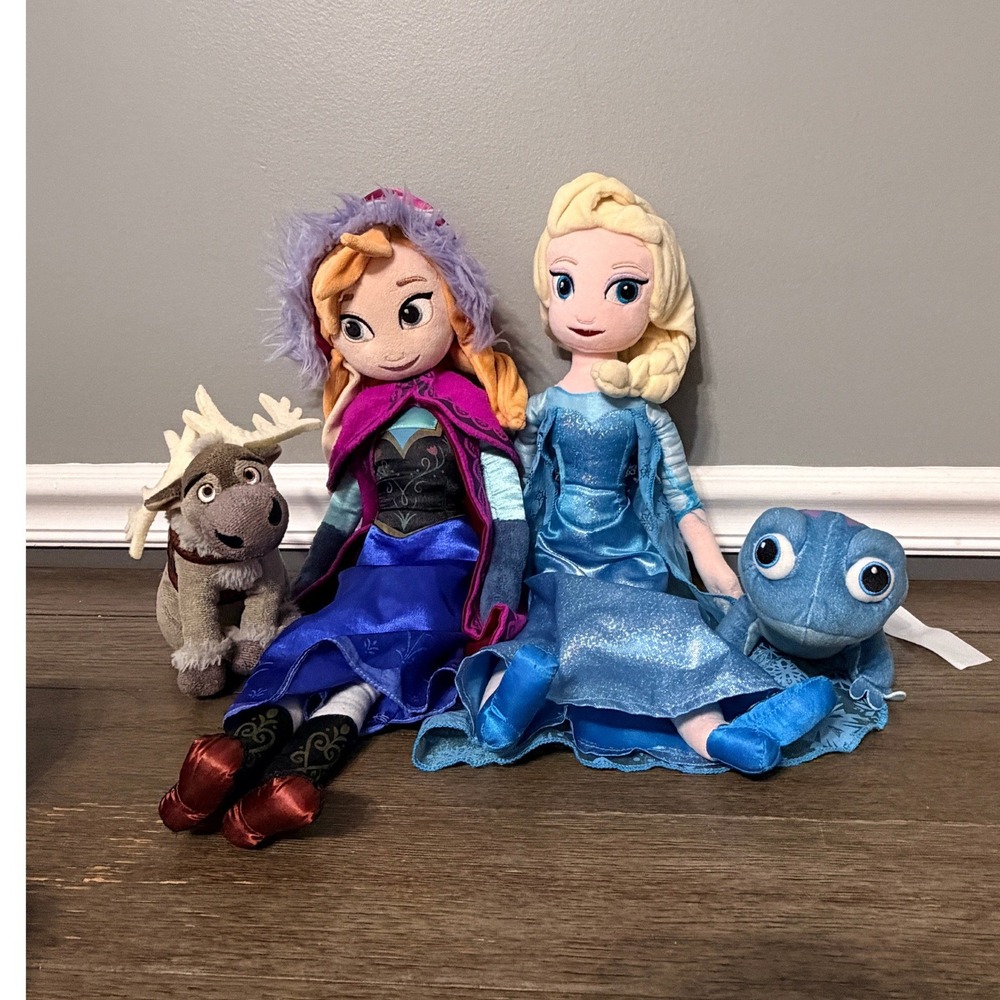Disney Frozen Plush Set Anna Elsa Sven Bruni Fire Spirit Stuffed Animal Toys 4pc
